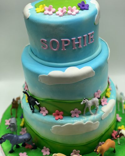 Horses And Flowers Cake