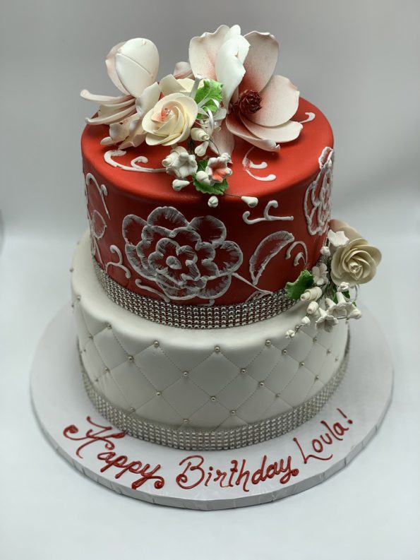 Red And White Flower Cake
