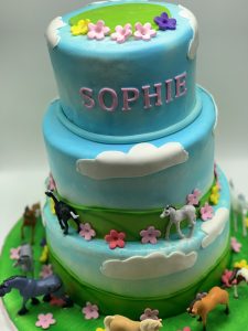 Horses And Flowers Cake