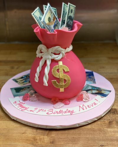 Pink Money Bag Cake