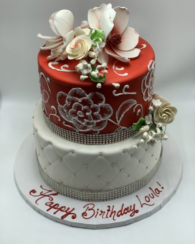 Red And White Flower Cake