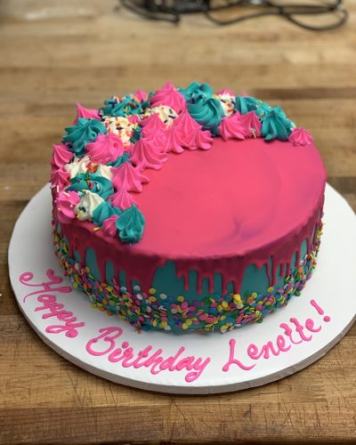 Turquoise And Pink Cake