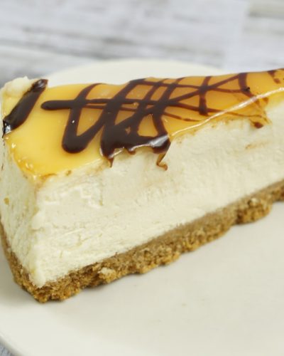 savor the classic flavor of a NY-style caramel cheesecake slice at Mia's Bakery.