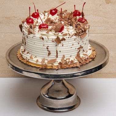 savor the classic flavor of a traditional black forest cake at Mia's Bakery.