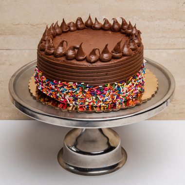 savor the classic flavor of a homemade chocolate fudge cake at Mia's Bakery.