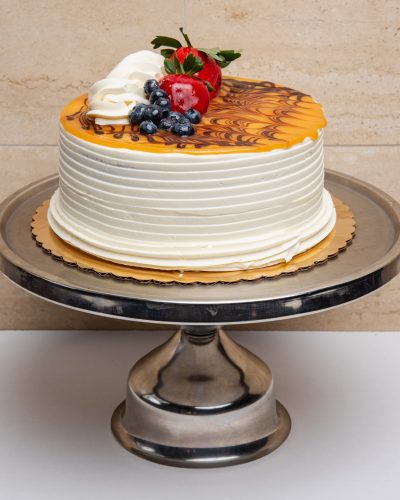 savor the classic flavor of a homemade salted caramel cake at Mia's Bakery.