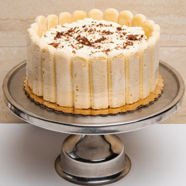 savor the classic flavor of a traditional tiramisu at Mia's Bakery.
