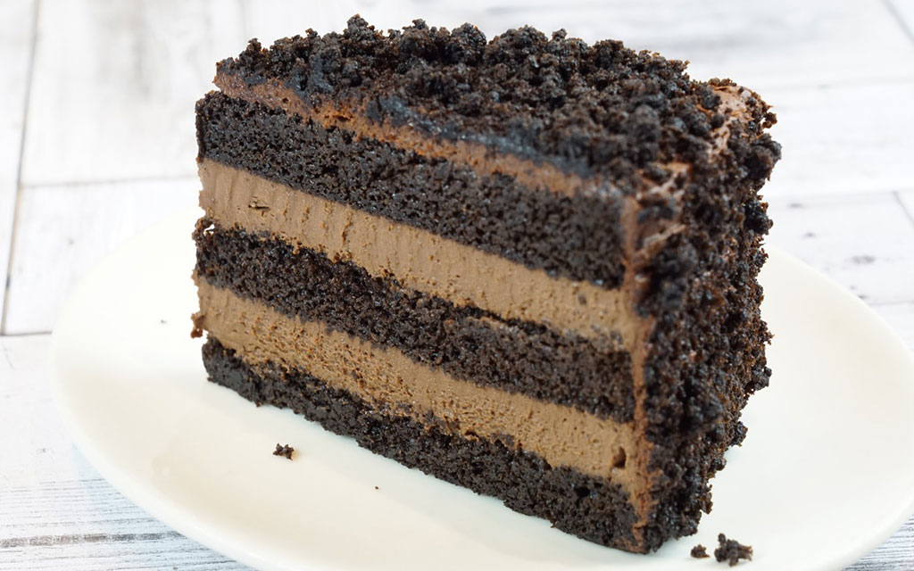 Seasonal desserts for winter featuring Brooklyn Blackout Cake slice with dark chocolate layers and pudding filling