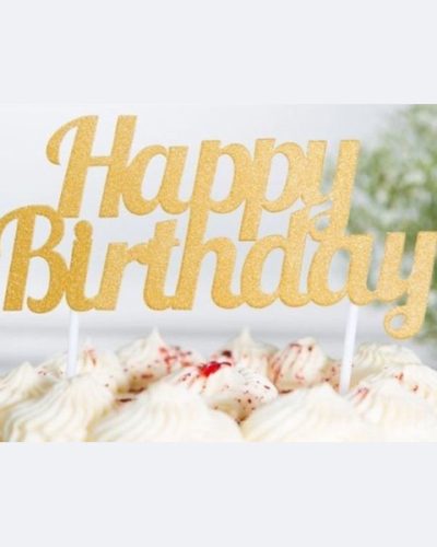 Gold Glitter 22Happy Birthday22 Cake Topper