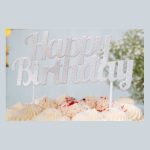Silver Glitter 22Happy Birthday22 Cake Topper